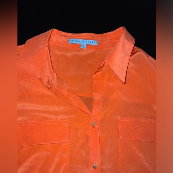 Antonio Melani Coral 100% Silk Tie Front Blouse Size Small EUC - Picture 5 of 7